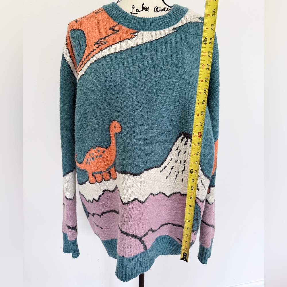 Aelfric Eden Dinosaur Sweater Sz L Dino Triassic Fossils Kawaii Cabin Core - Picture 4 of 16